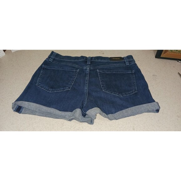 Express Denim Shorts Size 8 Blue Low Rise Shortie Rolled Hem Zip - Picture 3 of 4